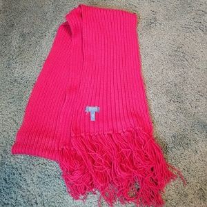 Escada Sport fuscia wool knit tassel scarf